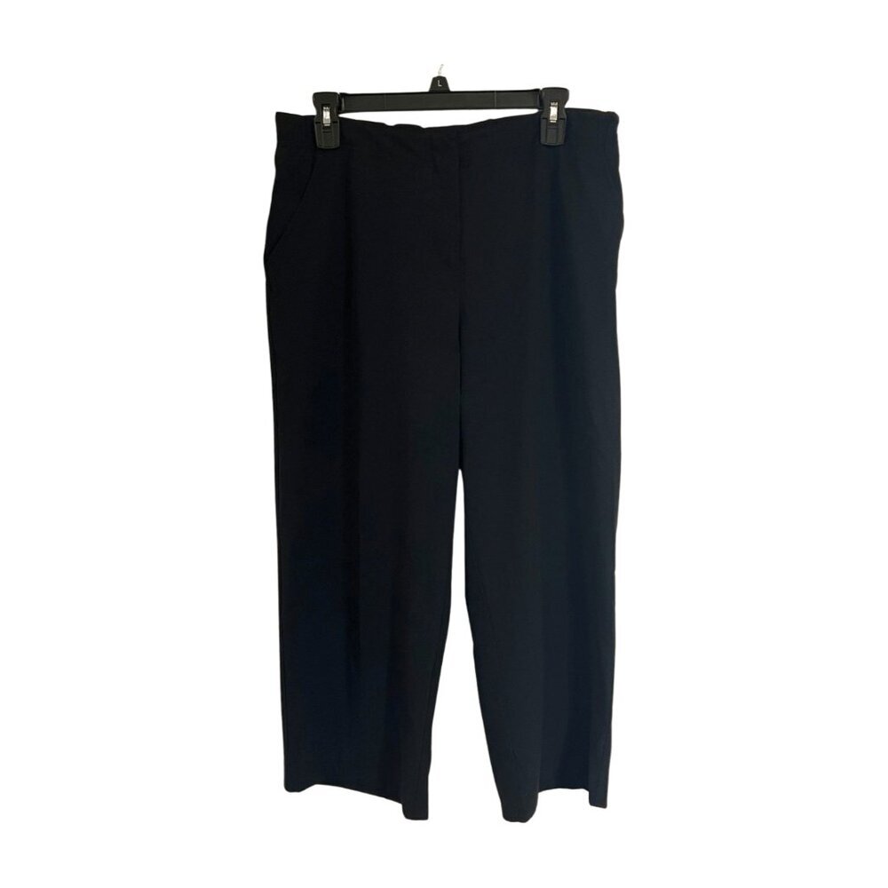 J. Jill Womens Wide Leg Cropped Elastic Waist Stretch Pants Black Size Medium